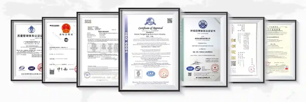 Certificate and Standards of aluminum