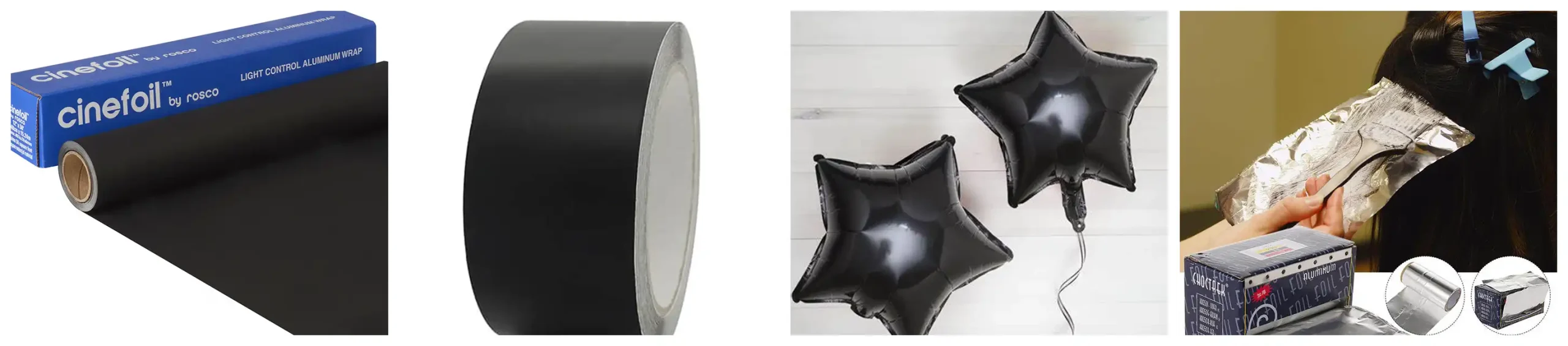 black aluminum foil for hair salons, film and photography sectors, black aluminum foil tape
